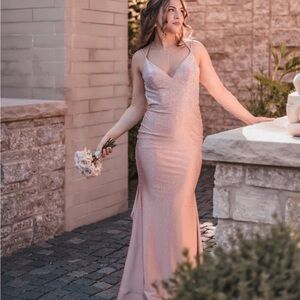 Elegant champagne Pink prom dress